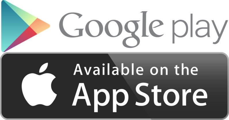 Google play and App Store logos Google play and App Store logos
